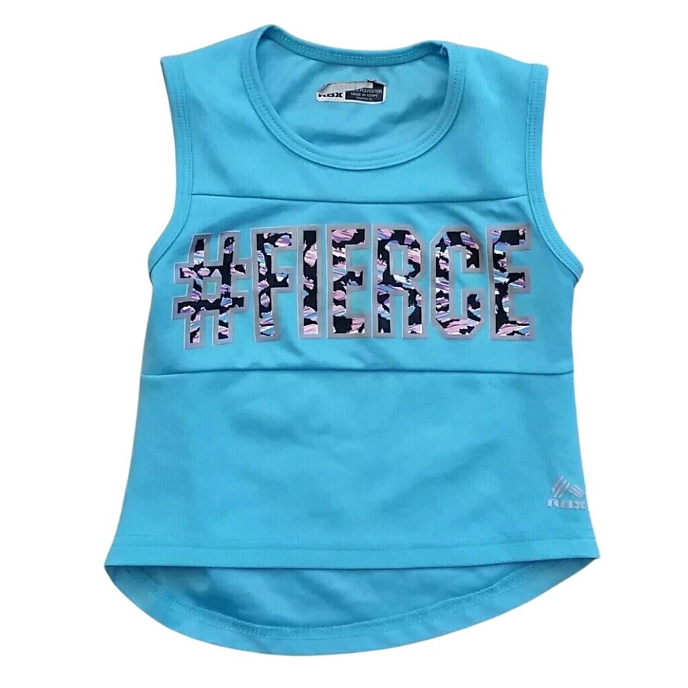 RBX Girls Athletic Fierce‎ Mesh Short Sleeve Blue Shirt Size 4 Toddler